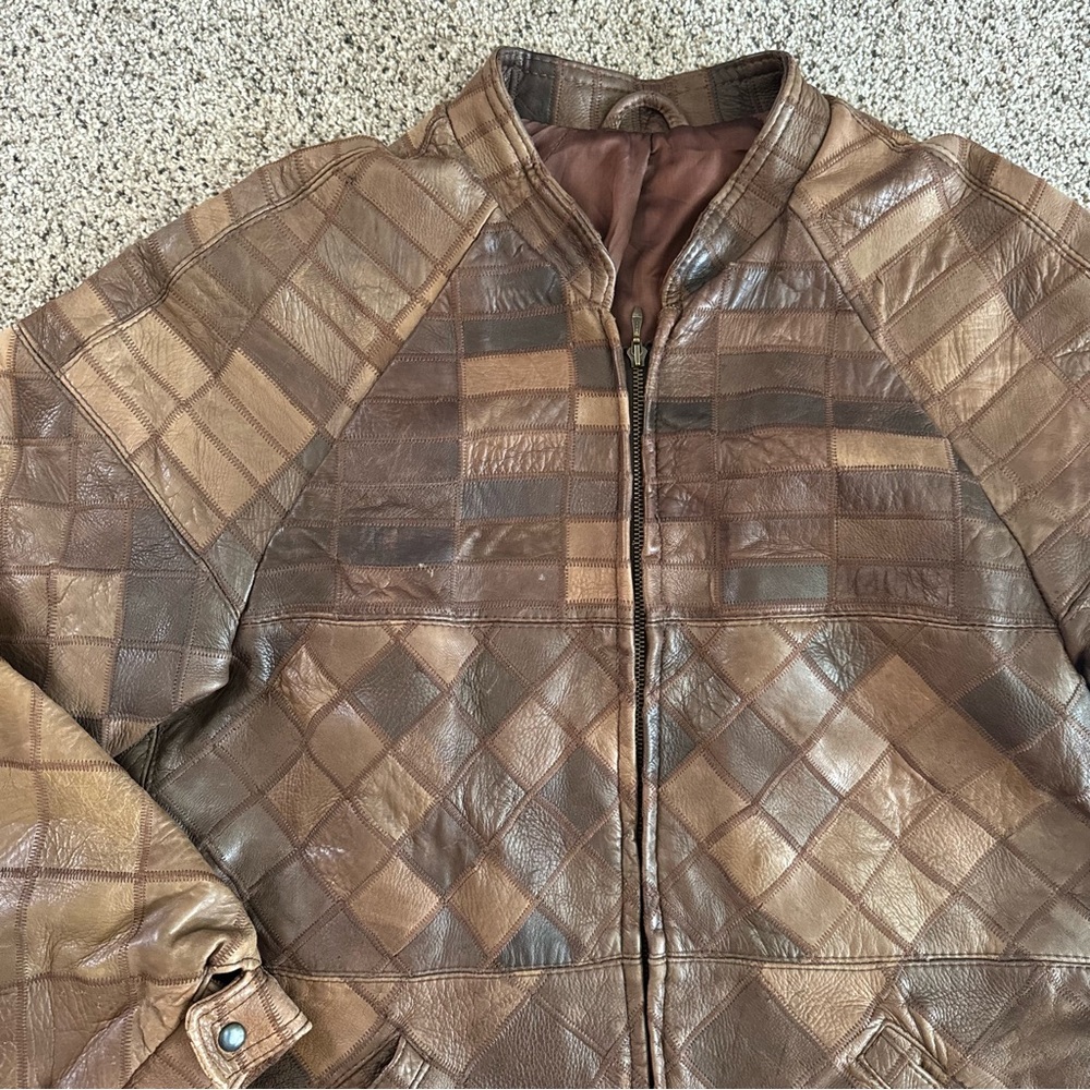 Vintage Brown Patchwork Bomber Jacket - image 4